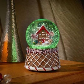 Marco Paul Snow Globe Christmas Musical Gingerbread House Novelty Window Decoration Centrepiece Christmas Ornaments Music Box Christmas Scene Light Box Light Up Globe Stocking Filler