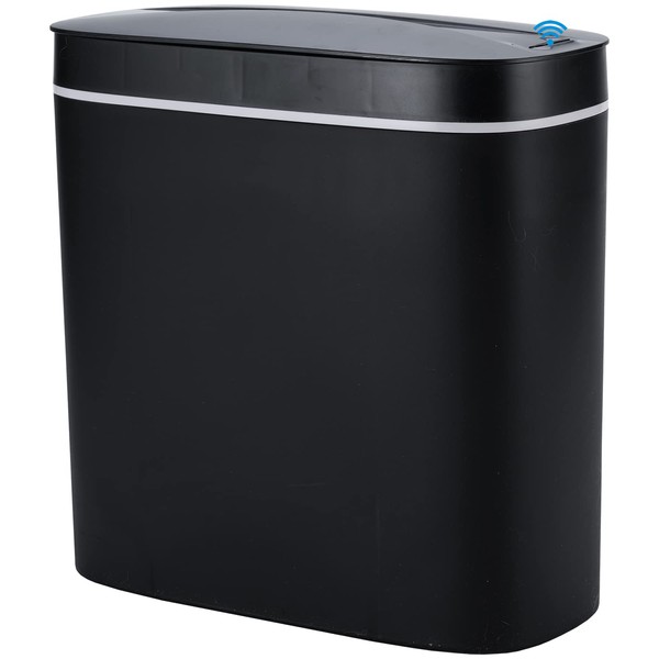Sooyee 14 litres Bathroom Trash Can with lid,3.6 Gallon Automatic Trash Can,Touchless Trash Can or Kick for Kitchen,Office,Bedroom,Bathroom,Living Room,Black