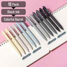 Mr. Pen- Retractable Gel Pens, 12Pack, Black Ink, Monochrome Elegance Barrel Gel Pens, Gel Pens Fine Point 0.5mm, Retractable Pens, Cute Pens, Gel Ink Pens Aesthetic Pens for Journaling Fine Tip Pens
