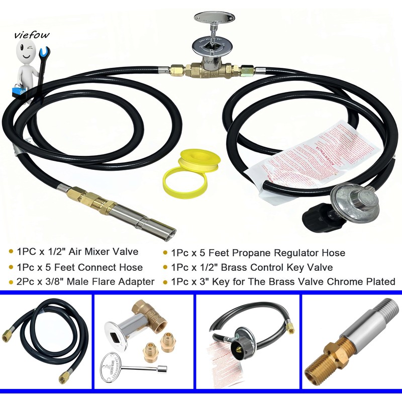 DIY Propane Gas Fire Pits Kit Include 1/2" Key Valve