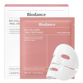 BIODANCE Bio-Collagen Real Deep Mask, Overnight, Pore Eraser, Hydrogel Mask Sheet, Pore Tightening, Hydrating, Low Molecular Collagen Face  34g x4ea  