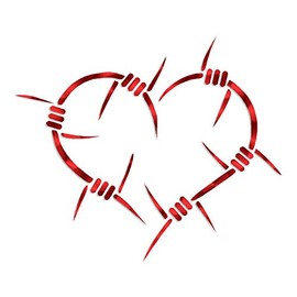 Barbed Wire Heart - Vinyl Decal Sticker - 6.75" x 5.75" - Red Engine Turn