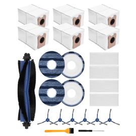 ZaKaBox 23 Pack Accessories for Eufy C10 C20 Omni Robot Vacuum, Replacement Kit, 6 Dust Bags, 4 Mop Wipes, 4 Filters, 1 Main Brushes, 6 Side Brushes, 1 Screwdrivers, 1 Brush
