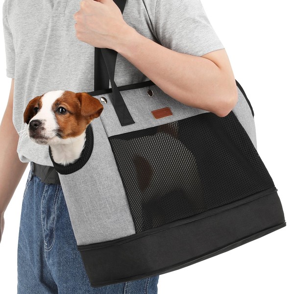 Pecute Small Dog Carrier, Expandable Soft Cat Carrier, Airline Approved Pet Carrier with Breathable Mesh, Supportive Cushion, Dog Purse Carrier for Small Dogs Tote for Travel Shopping Outdoor