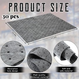 Hoolerry Hoolerry Oil Absorbent Pads Weight Dimpled Pad Garage Accessories Water Absorbent Mat Oil Spill Mat for Absorbing Protecting Home Garage Basement (13.5 x 17.5 Inch,Gray,30 Pcs)