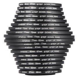 Andoer® 18pcs Step Up/Step Down Lens Filter 37 49 52 55 58 62 67 72 77 82mm Metal Adapter Ring Kit