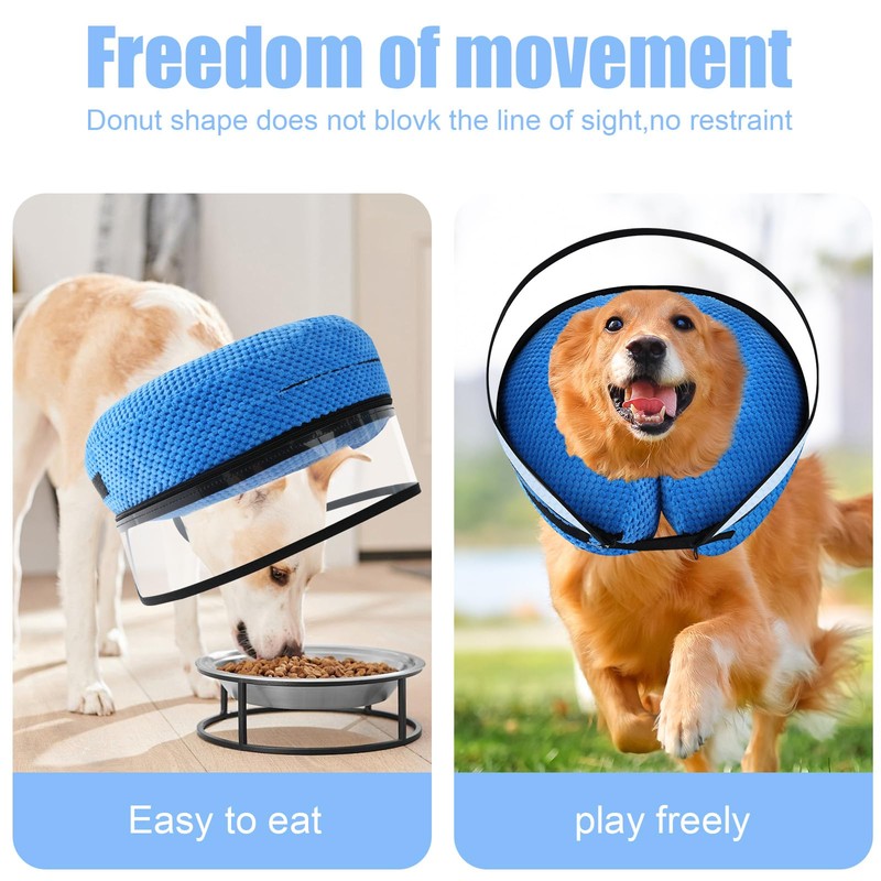 2-in-1 Soft Inflatable Dog Cone Collar Alternative with Enhanced Anti-Licking