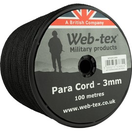 Web-tex Paracord Reel Roll 100m x 3mm Black