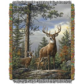Northwest Hautman Brothers Wildlife Art Woven Tapestry Throw Blanket, 48" x 60", King Stag
