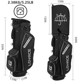 LOVACE 14-Way Golf Stand Bag, Lightweight Golf Bag with Stand for Men and Women (Black)