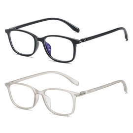 Rongchy 2PRS TR90 Retro Classic Style Myopia Glasses Blue Light Computer Distance Glasses (Black and Grey, -3.0, diopters)