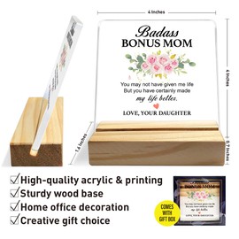 Stepmom Gifts from Daughter, Stepmom Gifts for Birthday Mother's Day Christmas Holiday, Bonus Mom Gifts, You Have Certainly Made My Life Better, Desk Acrylic Decor
