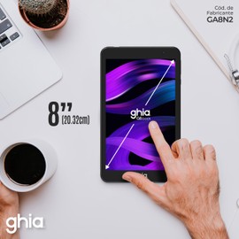 GHIA Tablet A8 Book. Pantalla IPS 8", A523 Octacore, 4GB RAM, 64GB ROM, 2 cámaras, 4000MAH, Android 14. Modelo GA8N2N