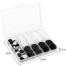 Samcos Resin Buttons, Set of Approximately 160 Pieces, 4 Holes, Resin, Round, Crafts, Materials, Suits, Jackets, Outerwear, Garment Decoration, Sewing, Replacement, 0.4 inches (10 mm), 0.57 inches (12