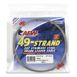 Cable de Pesca Americano de 49 Hilos, Cable líder de tiburón de Acero Inoxidable 7 x 7, Prueba de 90 lb/41 kg, 0,79 mm de diámetro, Brillante, 30 pies / 9,2 m
