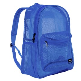 Heavy Duty Classic Gym Student Mesh See Through Netting Backpack | Padded Straps | Royal Blue