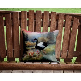 Caroline's Treasures Watercolor Wild Bird Decorative Throw Pillow, 14Hx14W, Swan Black 3271