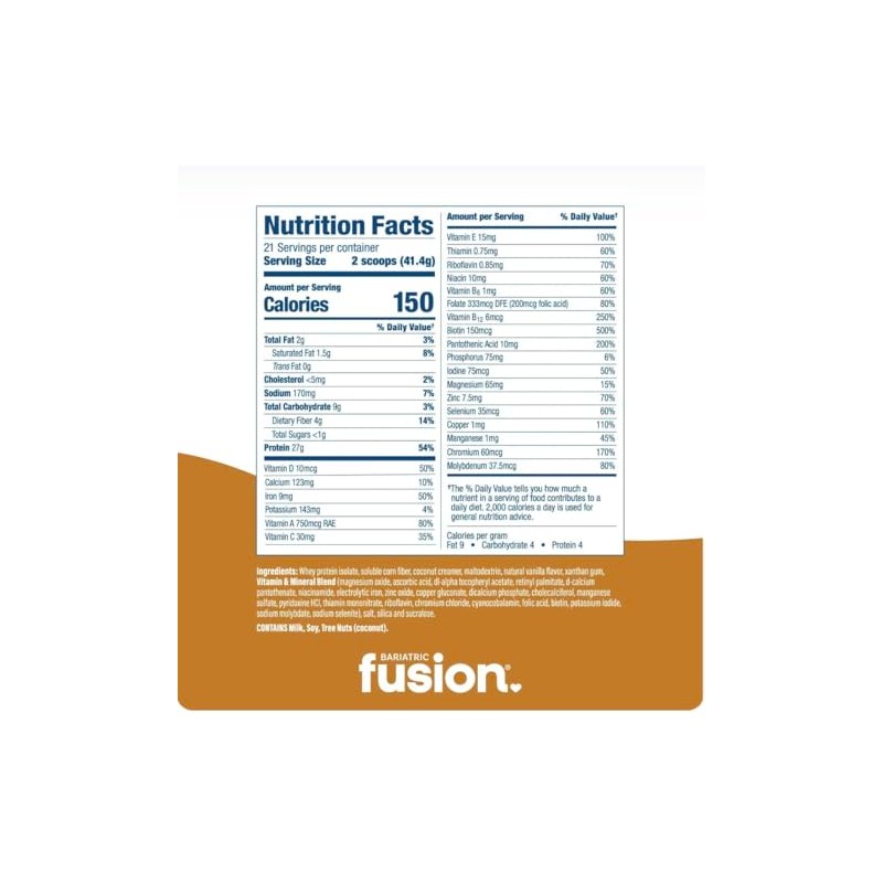 Bariatric Fusion Vanilla Meal Replacement Protein 21 Serving Tub for