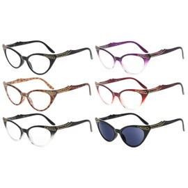 Eyekepper Pack of 6 Women's Cat Eye Glasses, Includes Sunglasses (One Colour Each, 0.00)