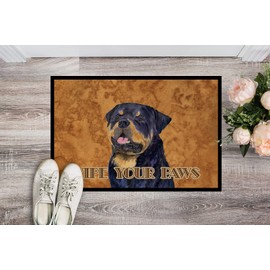 Caroline's Treasures SS4880JMAT Rottweiler Wipe Your Paws Doormat 24x36 Front Door Mat Indoor Outdoor Rugs for Entryway, Non Slip Washable Low Pile, 24H X 36W