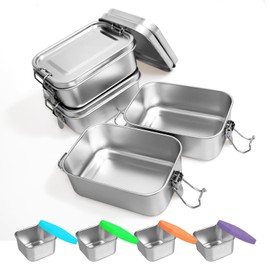 SENONAPO 8 Pcs Stainless Steel Bento Box 550ml Lunch Box for Dishwasher Bento Box Reusable Lunch Box Stainless Steel Food Storage Containers for Home Work School Camping Supplies