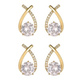 GLMOCM Lymphvity Germanium Earrings: Modern Hoops, Dangle, White Zircon Stones, Copper Metal, Push Back, Female, 1 Pair