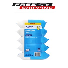 Fresh Equate Flushable Wet Wipes, Fresh Scent, 240 Wipes (5 Pack), Compare to Cottonel