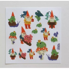 Violette Stickers - HAPPY GARDEN GNOME - 4x4 Square NEW RELEASE Stickers #K314