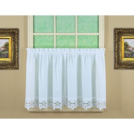 Today's Curtain, Heirloom Battenberg Eyelet Tier 36", White, 58" W x 36" L