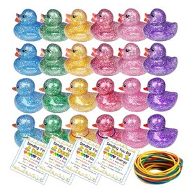 FRSHALOUIS 48 Packs Glitter Rubber Ducks, Gift for Easter, Christmas, Birthday