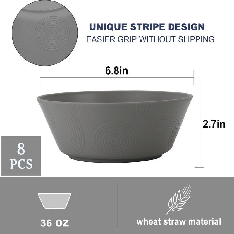 PYRMONT 36 OZ Cereal Bowls - Wheat Straw Sets of
