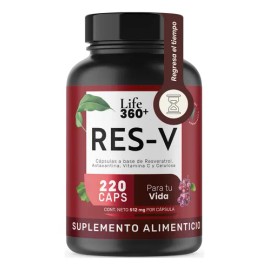 Resveratrol Life 360+ 220 Cápsulas A Base De Resveratrol, Astaxantina y Vitamina C Sin Sabor Suplemento Alimenticio