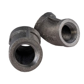SUPPLY GIANT CNGG0112 1-1/2" 45 Degree Malleable Iron Elbow Fitting for High Pressures with Female Thread Connects and Black Finish, 1-1/2 in