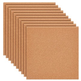 BENECREAT 8 Pack 300 x 300 mm Cork Board, 3 mm Thick Cork Board Tiles Square Cork Tiles Coasters Cork Panels Tiles for Notice Boards, Wall Decoration, DIY Crafts