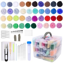 VMUTGA 40 Colours Needle Felting Set, 72 Pieces Felting Wool Needle Felting Starter Kit with Felting Needles Felt Tools Accessories and Storage Box for Beginners Felting Wool Wet Felting Dry Felting