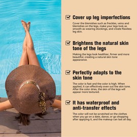 Leg Makeup Waterproof No Transfer Vein Cover up Make Up Cream With Brush Bundle, Lightweight Long Lasting Leg Makeup Full Coverage Body Concealer Tattoo Cover-Up