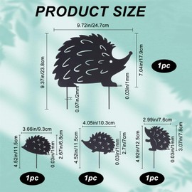 CREATCABIN Pack of 4 4 Styles Hedgehog Stakes Silhouette Garden Stakes Metal Animals Silhouettes Black Lawn Ornaments Hollow Gardening Yard Art Statues Decorative Accessories for Patio Decoration