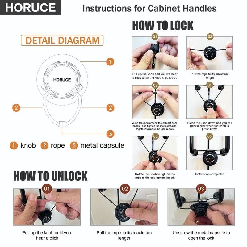 5 Pack Cabinet Locks Baby Proofing For Knobs & Handles,