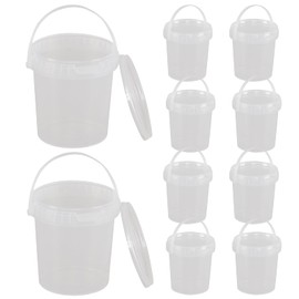 Yesdate 10 Pack 27 oz Round Deli Containers with Lids, Airtight Food Storage Container Buckets, Ice Cream Tub with Handle, Clear
