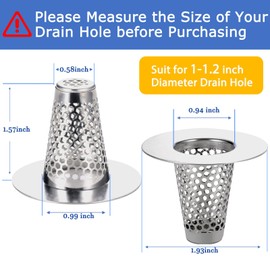 Anteecana Bathroom Sink Drain Strainers for 1.1"-1.25" Depth Than 1.6" Drain Hole Catcher for Bathroom Sink,Laundry, Utility, RV Sink.Small Conical Bathroom Sink Strainer Basket
