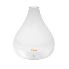 Crane Small Ultrasonic Diffuser and Air Humidifiers for Bedroom and Office, .35 Gallon Cool Mist Humidifier for Personal Use, No Humidifier Filters Needed, White