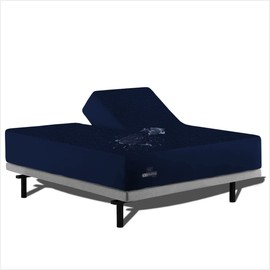 Split Top Queen Mattress Protector Waterproof Premiuim Quality Soft Zero Noise 18 Inch Deep Pocket Fitted Style 32 Inch Top Split Mattress Protector for Adjustable Bed Navy Blue