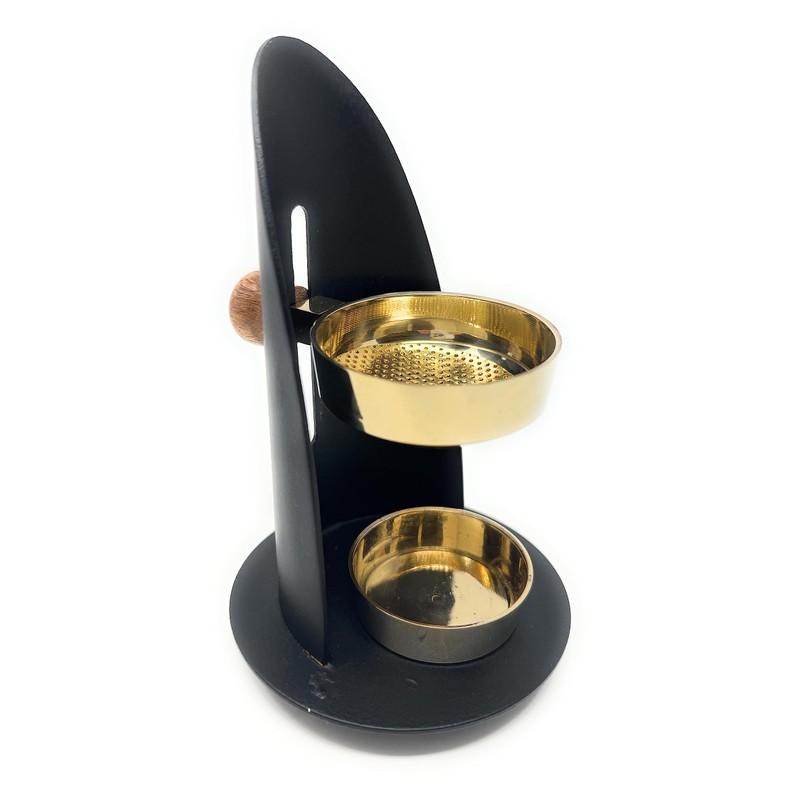 TRINTURA Incense Burner Height Adjustable Black Gold Includes 20g Boswelia