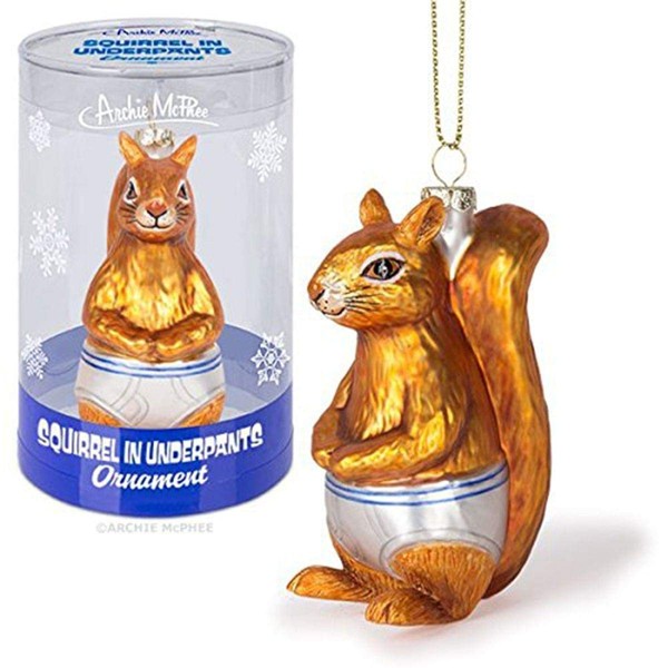 Mcphee Archie Accoutrements Ornament Squirrel in Underpants Glass Standard