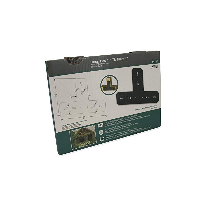 OZCO Ironwood T-Tie Plate Connectors, 4", Galvanized Steel, Powder Coated