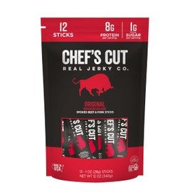 Chef’s Cut Real Snack Sticks | High Protein Meat Snack, 8g Protein & 90 Calories, Gluten Free, Keto-Friendly, Premium Smoked Beef & Pork Blend | Original Smokehouse | 1 oz Stick (12-Count Bag)