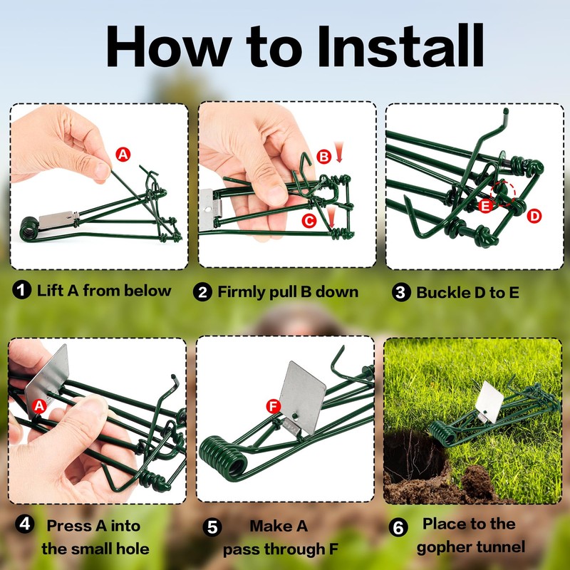 10 Pack Gopher Traps - Reusable Metal Gopher Trap, Easy