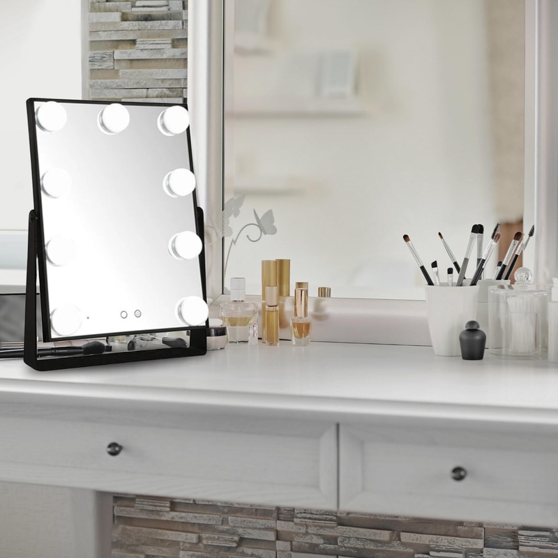 JERDON Lighted Vanity Makeup Mirror with Large Dimmable Bulbs and