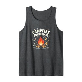 Campfire Enthusiast: Outdoor Adventure Tank Top, Men, Dark Heather Grey