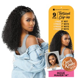 Sensationnel Curls Kinks & Co Textured Clip-In - MOVE MAKER 14″ (Color:1 Jet Black)